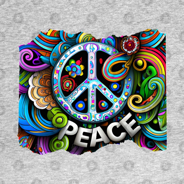 Rainbow PEACE Symbol by AI Art Originals